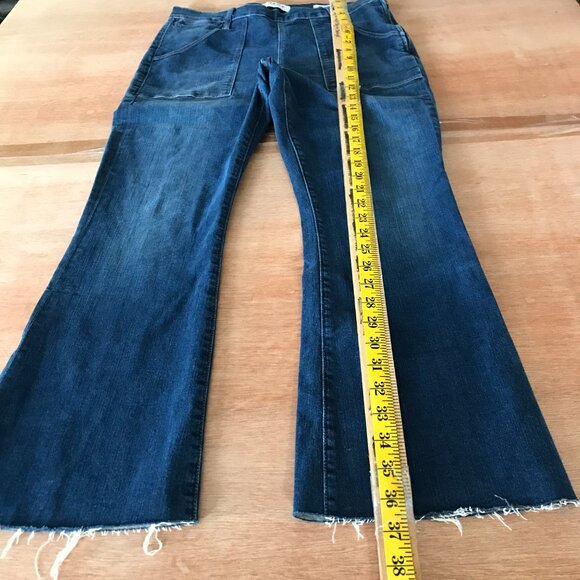 Frame Le Flare De Francoise Flare Jeans Women 32 Blue Mid Rise Raw Hem Preppy - Picture 6 of 15